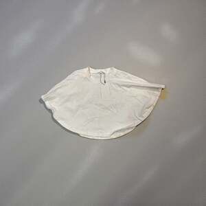 Zara Asymmetric Crepe Cape Top in Oyster-White